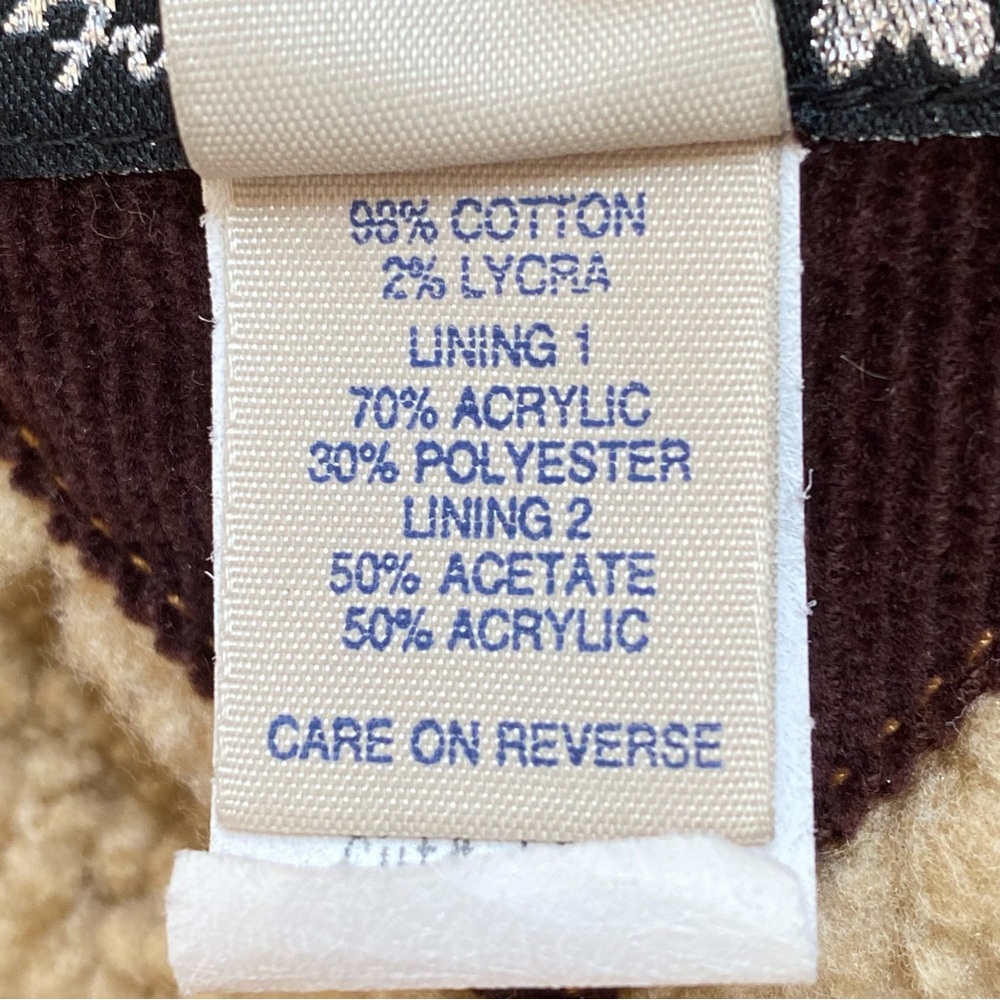 VINTAGE FRANKIE B. BROWN CORDUROY SHERPA LINED  BUTTON UP JACKET - Picture 7 of 8